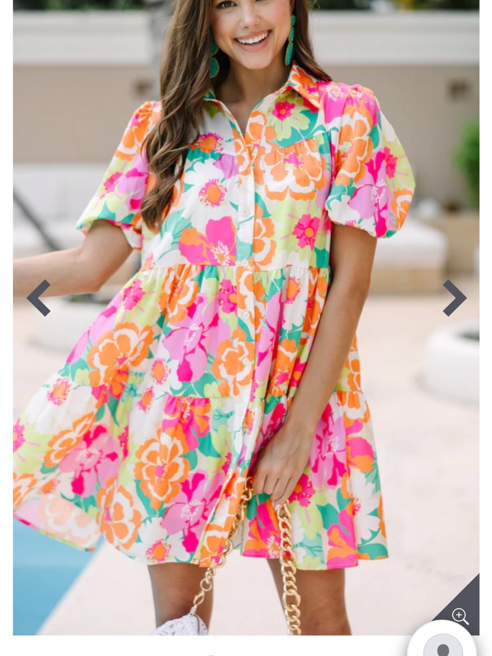 Flying Tomato Bright Floral Dress in Orange, Pink, Green, White